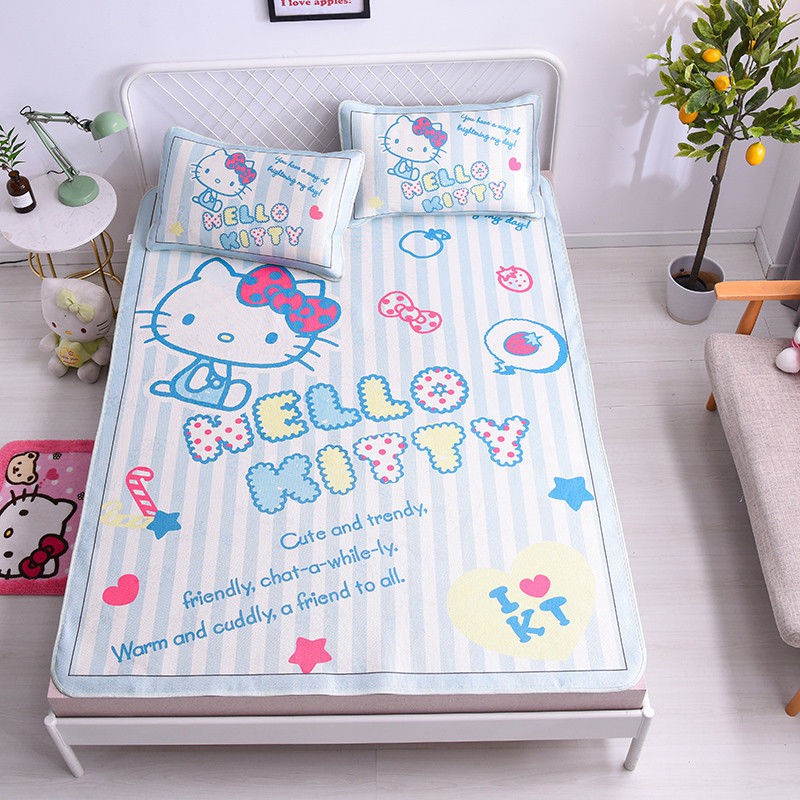 Bộ Vỏ Chăn Ga Gối Đệm Họa Tiết Hello Kitty Đáng Yêu