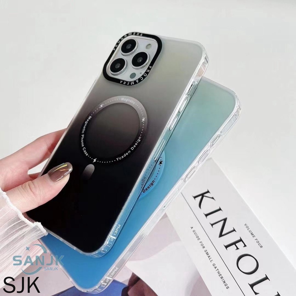 Ốp Điện Thoại Màu Gradient Mặt Nhám Từ Tính Chống Sốc Cao Cấp Cho iPhone 14 13 12 11 Pro Max 14 Promax case