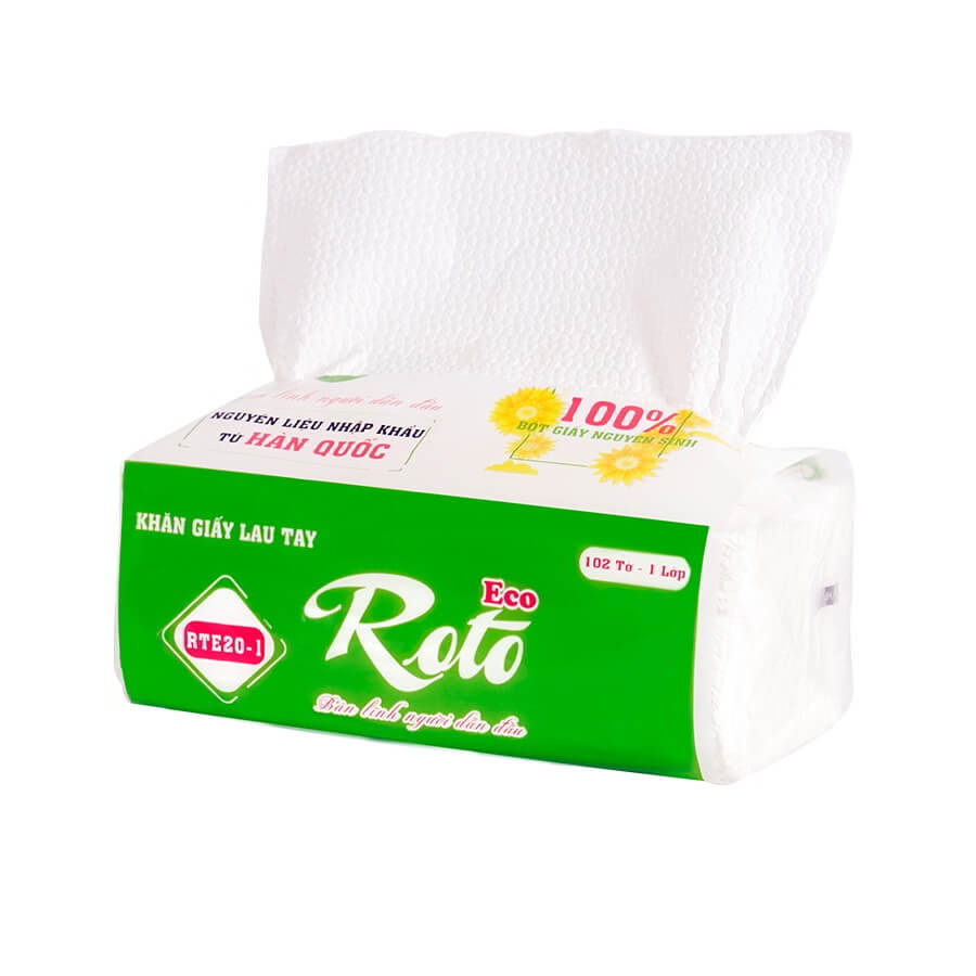 Khăn giấy rút đa năng ROTO ECO RTE20-1 | LADYSHOP_01 - 100% bột giấy nguyên sinh - 102 tờ/1 gói