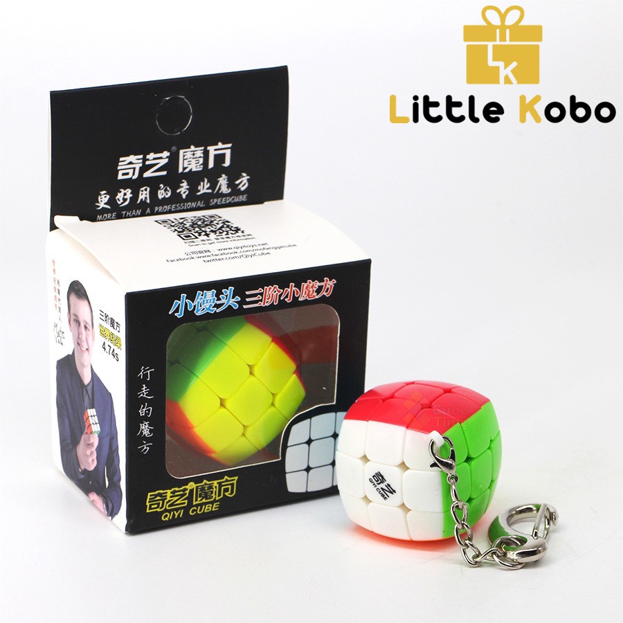 Móc Khóa Rubik 3x3 Stickerless Qiyi Cube Rubik 3 Tầng