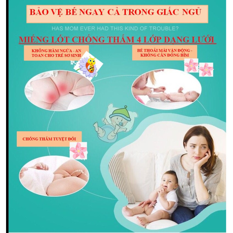 Thảm lót chống thấm 4 lớp dạng LƯỚI cho bé