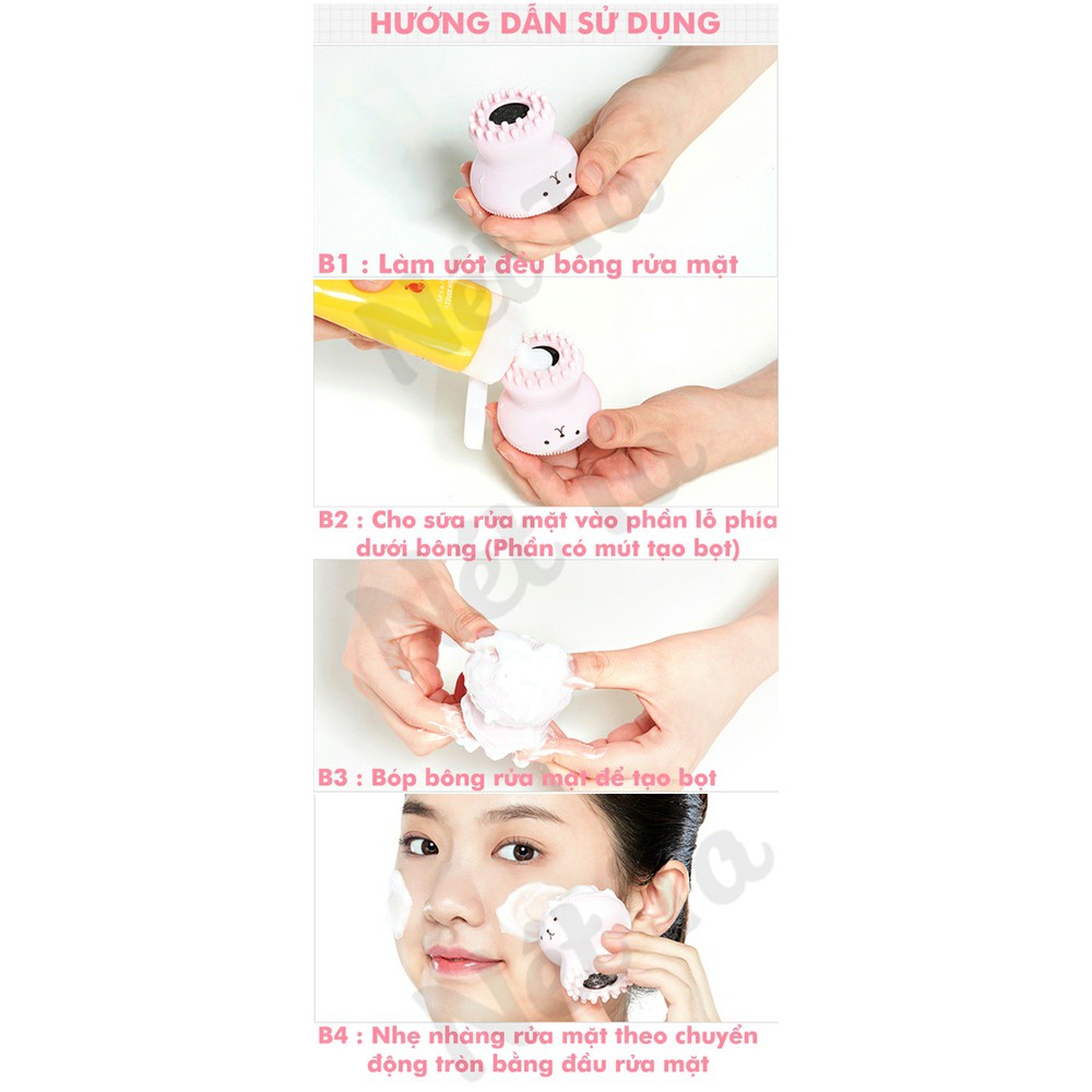 Mút rửa mặt silicone bông rửa mặt bạch tuộc siêu dễ thương, làm sạch sâu, massage da mặt (màu hồng)