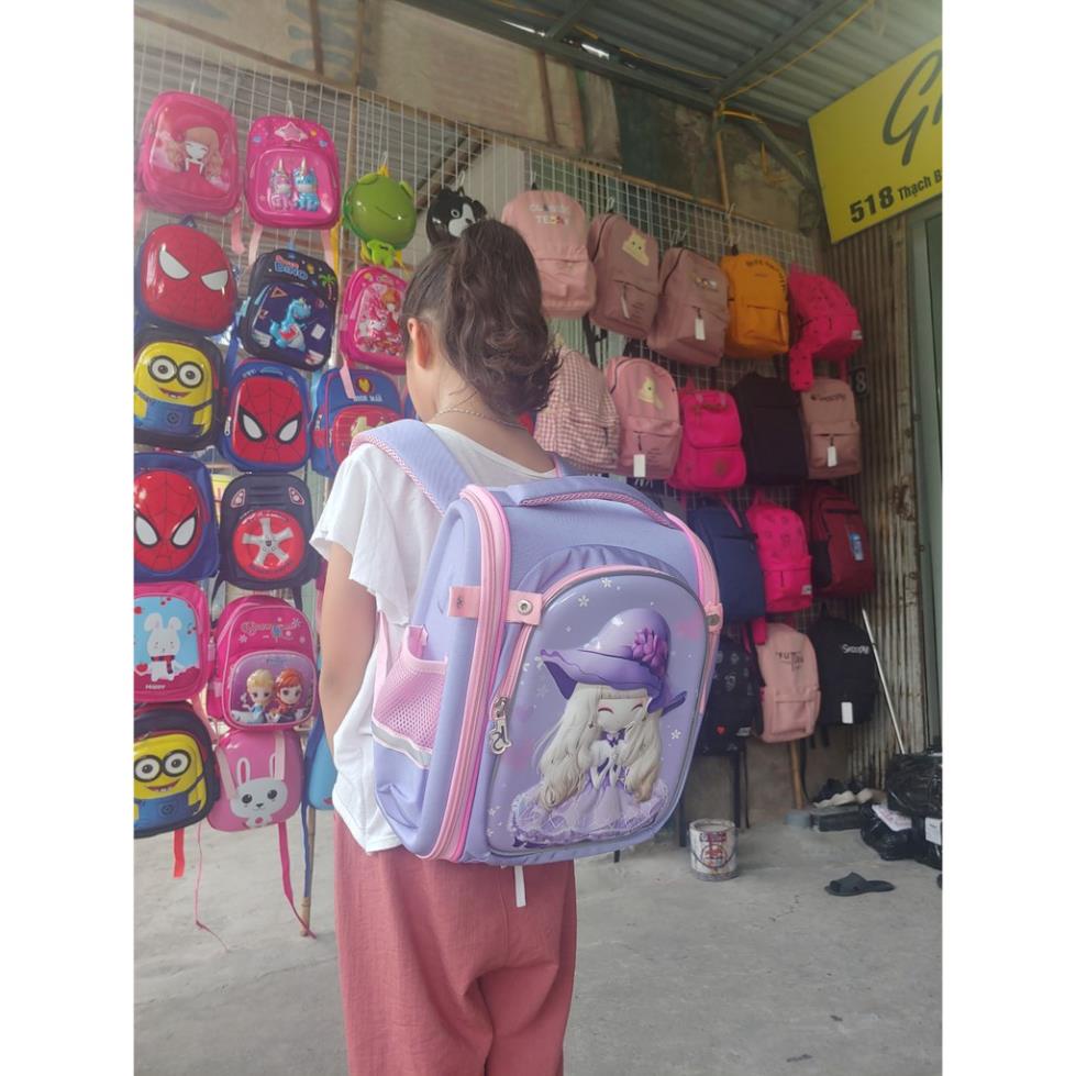 Kho sỉ  Cặp/ balo đựng sách vở chống gù cho bé gái hình Hello Kitty