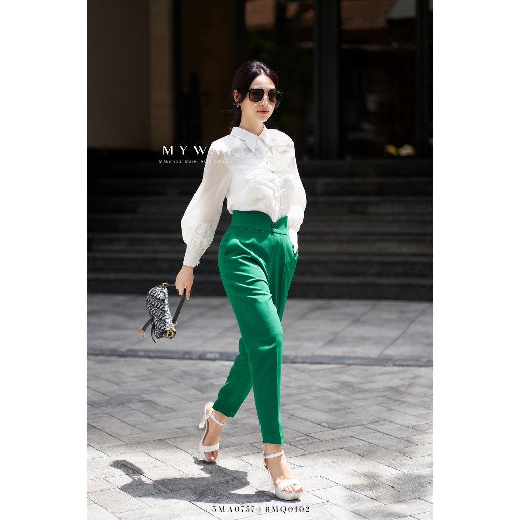Áo Sơ Mi Nữ Công Sở Thiết Kế MY WAY Dài Tay Họa Tiết Nổi Sang Trọng 5MA0757