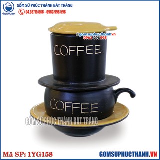 Phin pha cafe bằng gốm sứ Bát Tràng lòng Vàng
