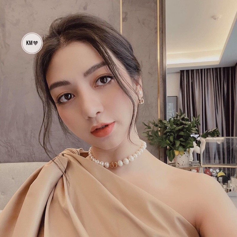 Vòng cổ CD dây chuyền ngọc sang trọng phụ kiện trang sức nữ rễ phối đồ Món quà ý nghĩa cho bạn gái