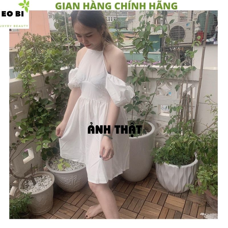 Váy babydoll cổ yếm kiểu dáng ulzzang vintage tiểu thư bánh bèo dễ thương đầm dự tiệc  -EOBI