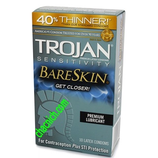 Bao Cao Su Siêu Mỏng Trojan Sensitivity BareSkin ( Hộp 10 cái )