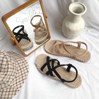 [XẢ KHO] Sandal Chéo Đế Cói
