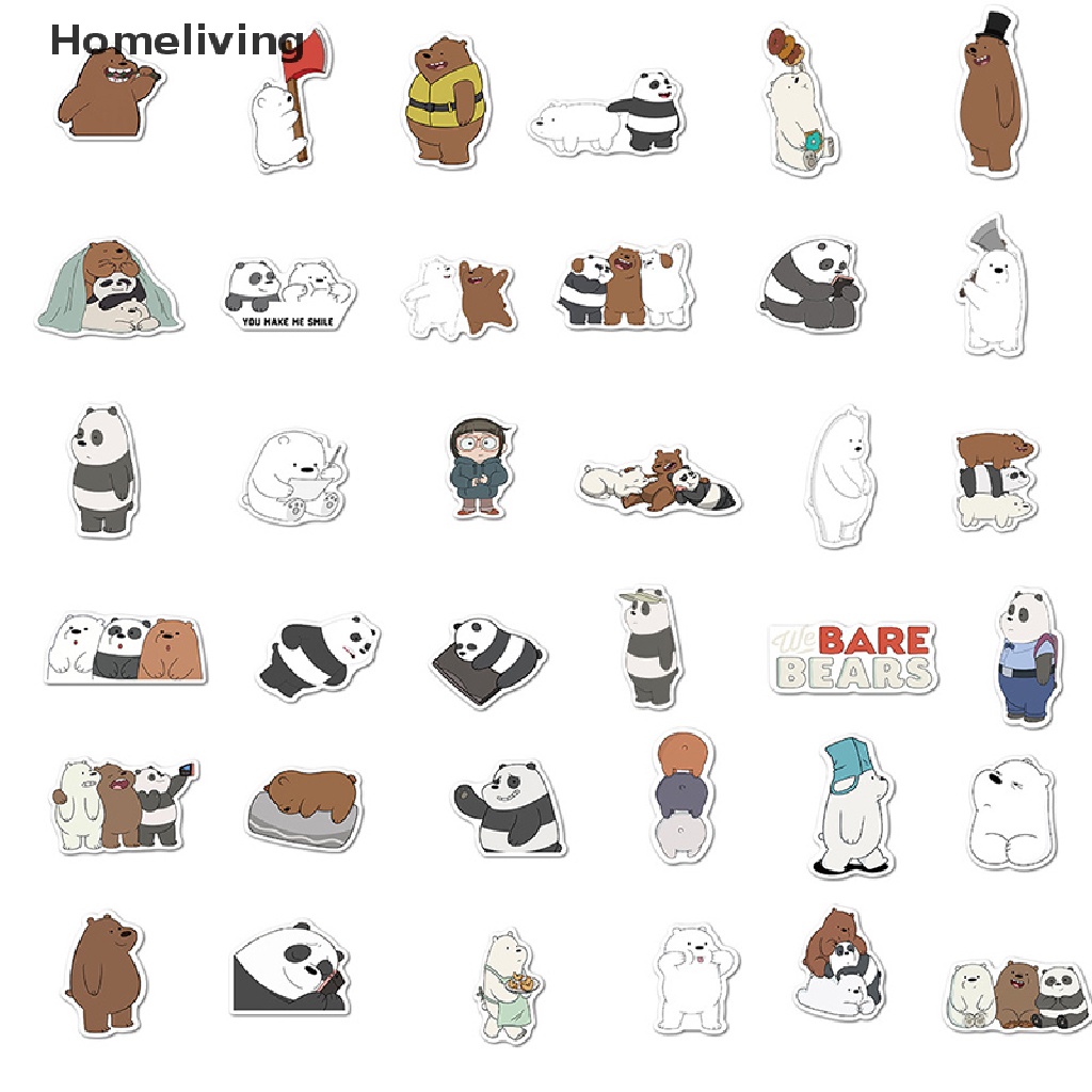 Bộ 50 Miếng Dán Hình Gấu Vui Nhộn Trang Trí Laptop Guitar Ván Trượt Hành Lý