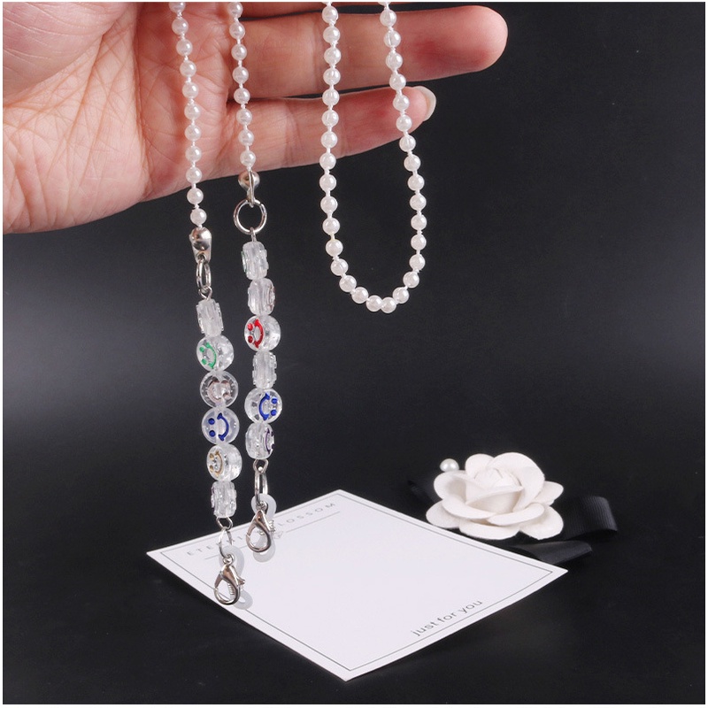 Dây Đeo Mắt Kính Chống Mất Hình Mặt Cười Đính Ngọc Trai Xinh Xắn