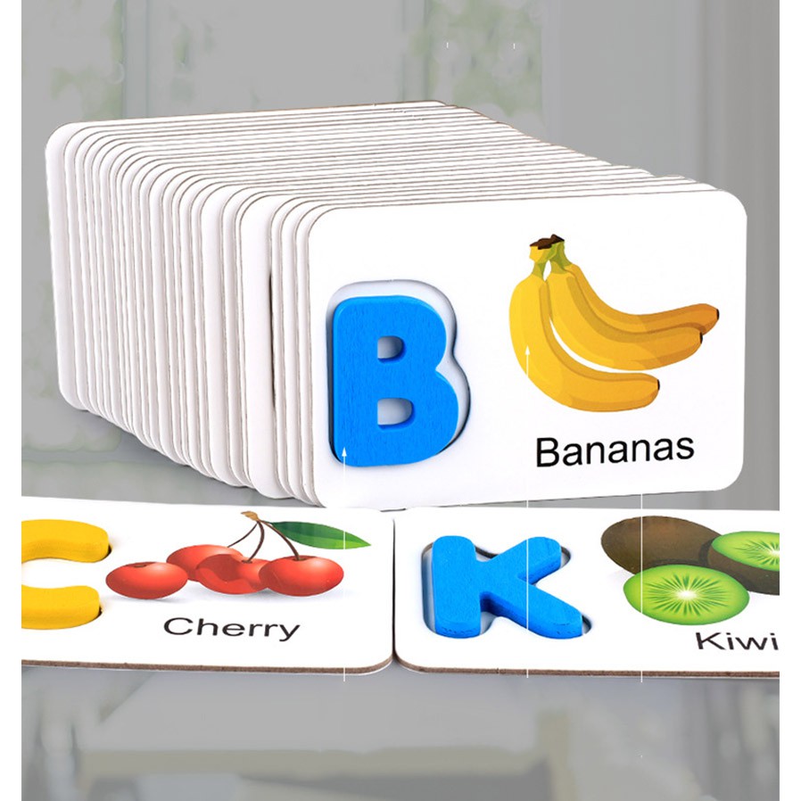 Bộ xếp hình chữ cái Tiếng Anh bằng gỗ dạng Flashcard - Smart Baby - dochoigo020