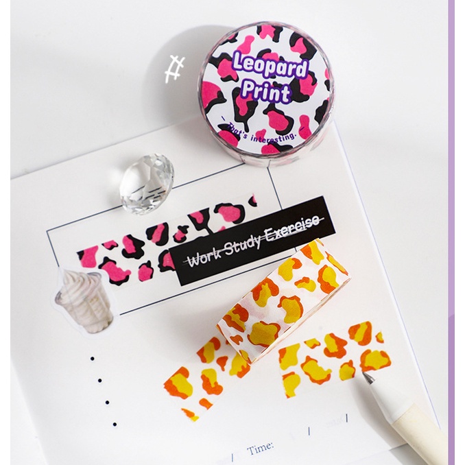 Băng Keo Giấy Washi Tape và PET Melted Cheese Animal Print Dán Trang Trí