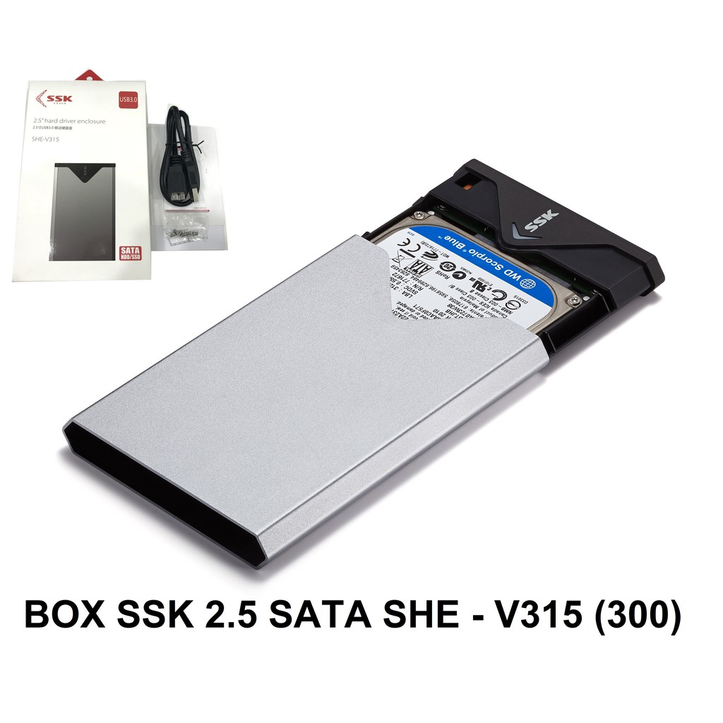 HDD BOX SSK 2.5 SATA ( SHE V315 ) 3.0. HỘP ĐỰNG Ổ CỨNG LAPTOP 2.5 SATA SSK V315 ( USB 3.0)