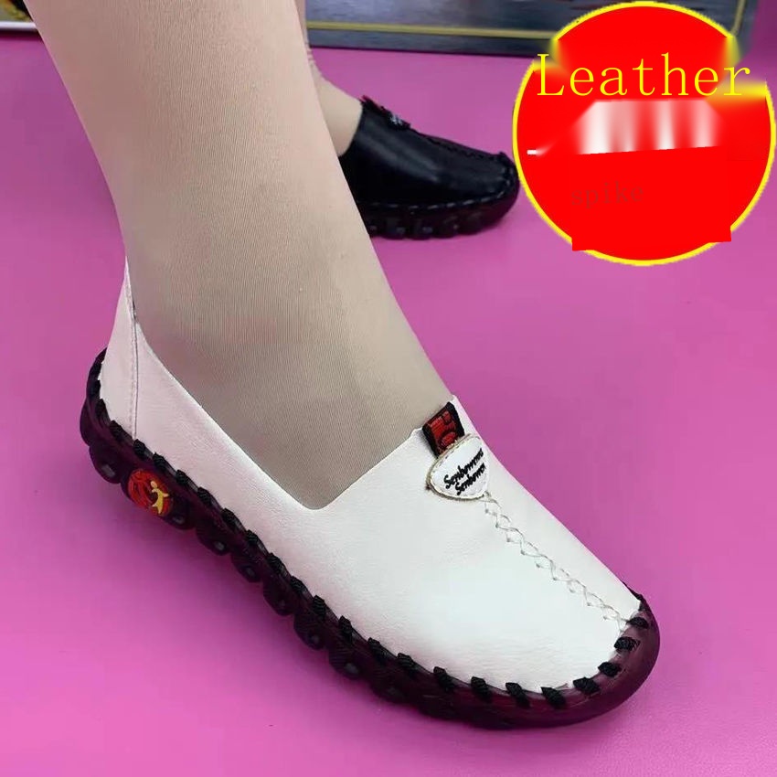 Giày Búp Bê Da Mềm Đế Bằng Thoải Mái Thời Trang Cho Phụ Nữ Trung Niên