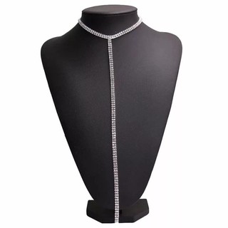CHOCKER đính Full đá nhân tạo dáng dài Vòng Cổ Nữ Bạc 925 Chocker Dự Tiệc Sang Chảnh