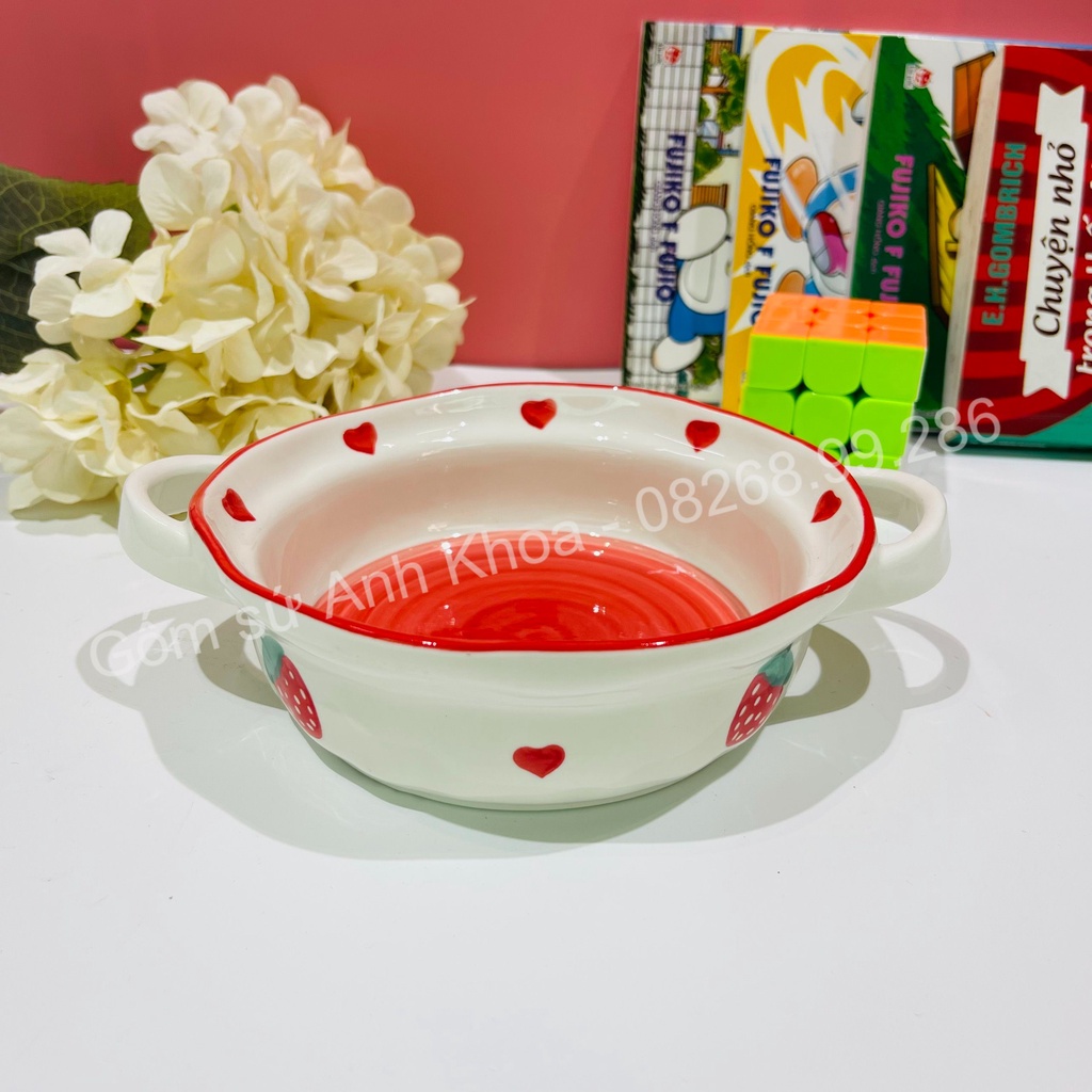 Bát Đĩa Decor, Chén Dĩa dễ thương, Bát ăn cơm Bát tô có 2 tai thủng xinh yêu cute