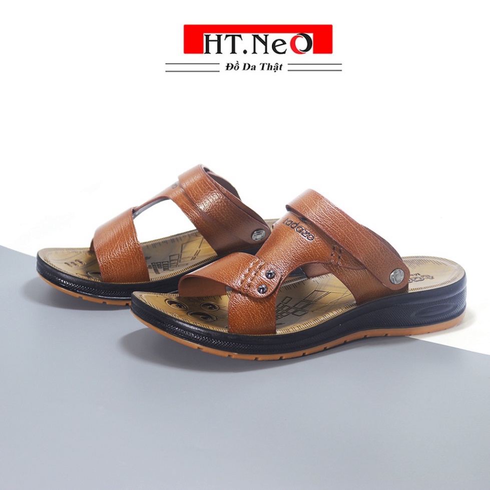 Sandal nam da bò HT.NeO , Dép quai hậu nam đế kếp cao 3,5cm êm mèm tôn dáng tăng chiều cao , lịch sự , thoáng mát SDN01