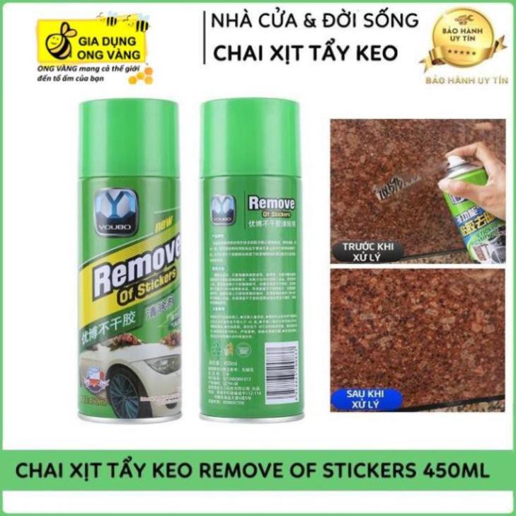Chai Xịt Tẩy Keo, Nhưa Đường, Băng Dính, Vết Bám Khó Rửa Trên Xe Máy, Ô Tô Remove of sticker 450ml GDTK57
