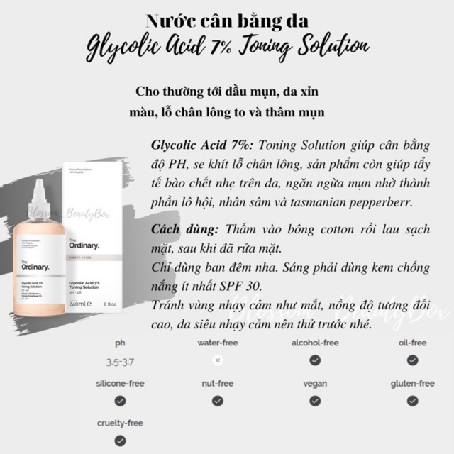 Nước hoa hồng tẩy tế bào da chết Toner AHA The Ordinary Glycolic Acid 7% Toning solution (Bill Us) | BigBuy360 - bigbuy360.vn