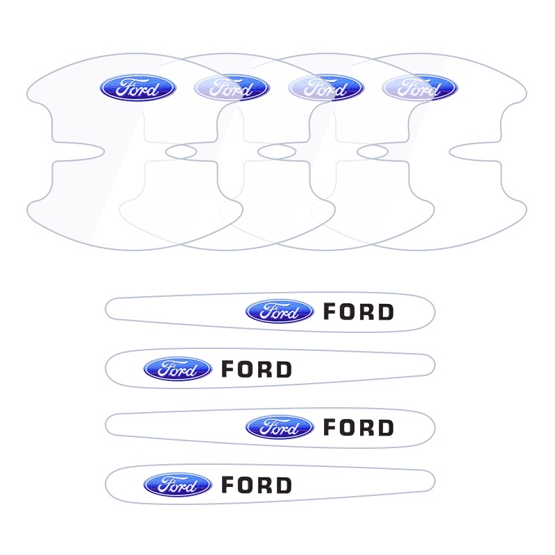 Set 8 Tấm Phim Vinyl Trong Suốt Dán Bảo Vệ Tay Cầm Xe Hơi Ford Fiesta Focus Ka EcoSport Ranger