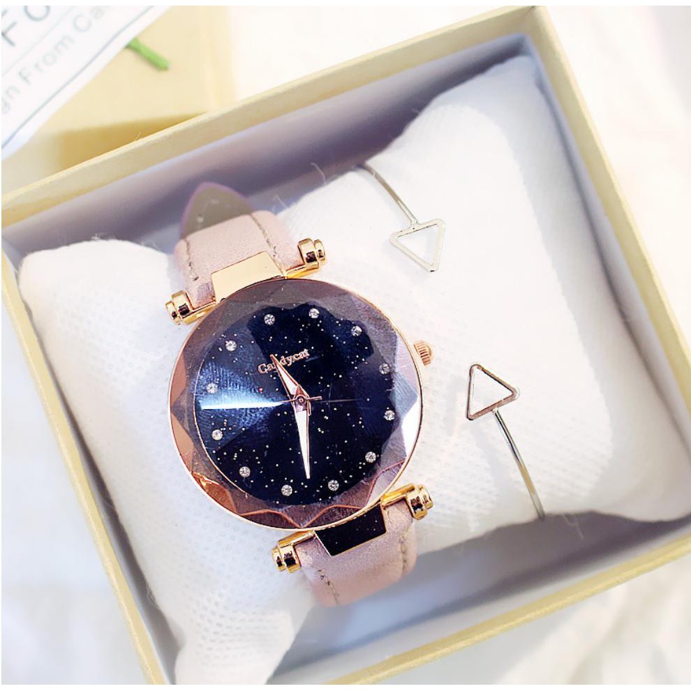 [CỰC ĐẸP] ĐỒNG HỒ NỮ DÂY DA CANDY CAT MẶT KIM TUYẾN 3D NGỌC NHÂN TẠO CỰC HOT DHD183 | BigBuy360 - bigbuy360.vn