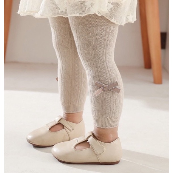 Quần tất niniduoduo không bàn sọc gân đính nơ nhỏ 5 màu