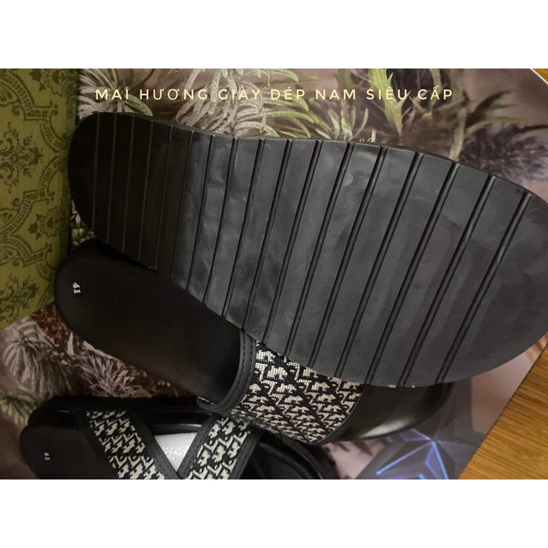 Dép nam dior quai ngang , dép đen quai chéo đế cao su chống trơn cao cấp kèm hộp