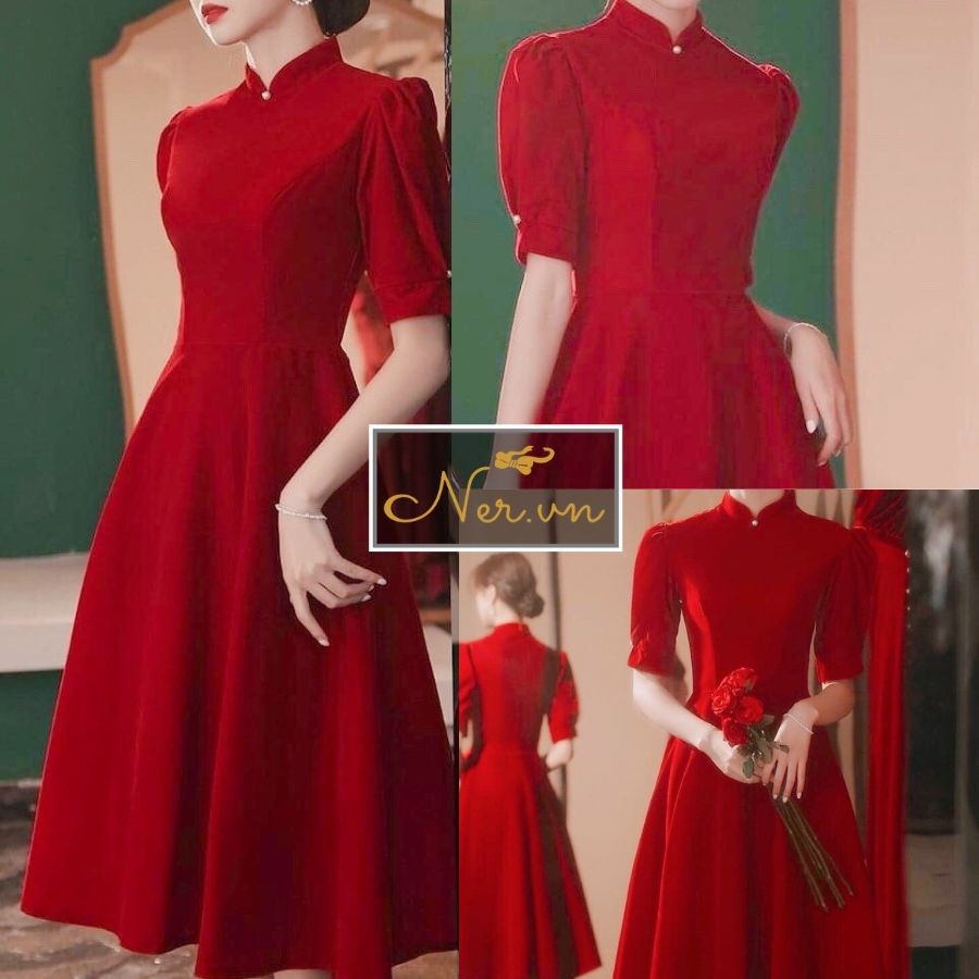 Đầm Dự Tiệc Đầm Công Sở Đi Chơi Ra Mắt Nhà Người Yêu Màu Đỏ Ner (N124)Thiết Kế Cổ Lọ Cổ Điển Sang Trọng Đi Chơi Noel | BigBuy360 - bigbuy360.vn