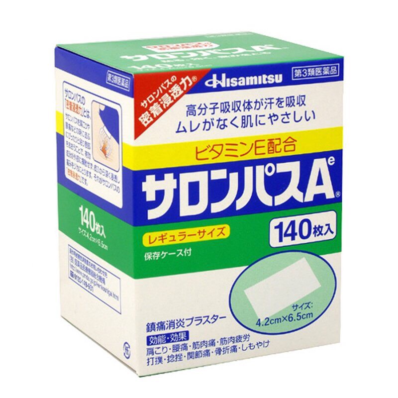 Cao dán đau nhức Salonpas Hisamitsu Nhật Bản loại 140 miếng