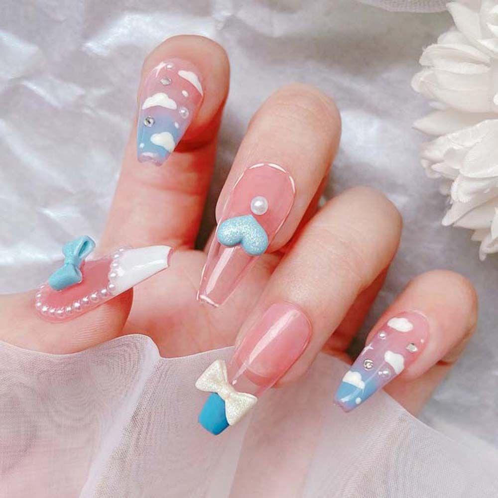 Phụ Kiện Trang Trí Móng Nghệ Thuật Hình Nơ / Trái Tim / Bướm / Trái Tim Kiểu Nhật Bản Xinh Xắn