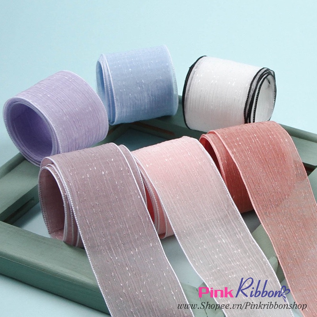 RB voan xước sọc kim tuyến (2 cỡ: bề rộng 25mm và 38mm) - phụ kiện thời trang may mặc