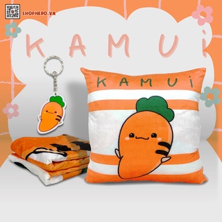 Bộ chăn gối đa năng Kamui Hero Team, chăn kèm gối in hình cà rốt đáng yêu