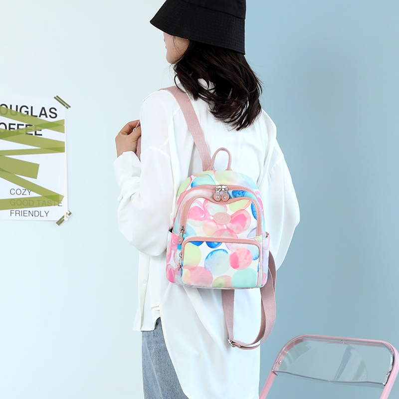 Ba Lô Đi Học/Du Lịch Vải Nylon Chống Thấm Nước Siêu Nhẹ In Họa Tiết Độc Đáo Thời Trang Cho Nữ