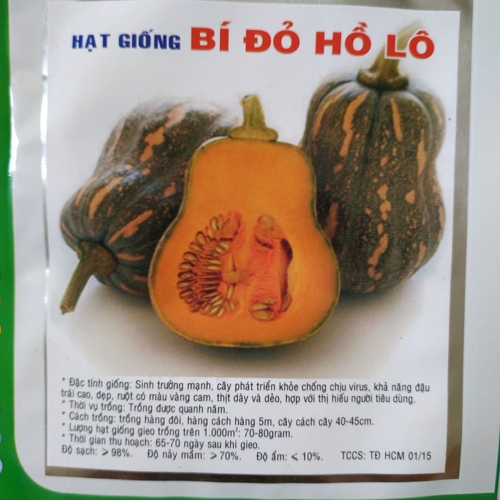 Hạt Giống Bí hạt đậu -  BÍ ĐỎ HỒ LÔ - bí rợ bí đỏ