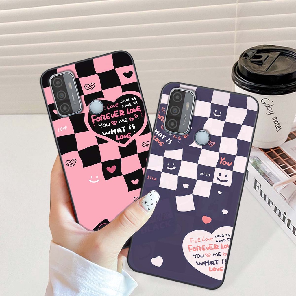 Ốp Oppo A53 in hình trái tim, caro kẹo ngọt đầy cá tính siêu đẹp siêu chất