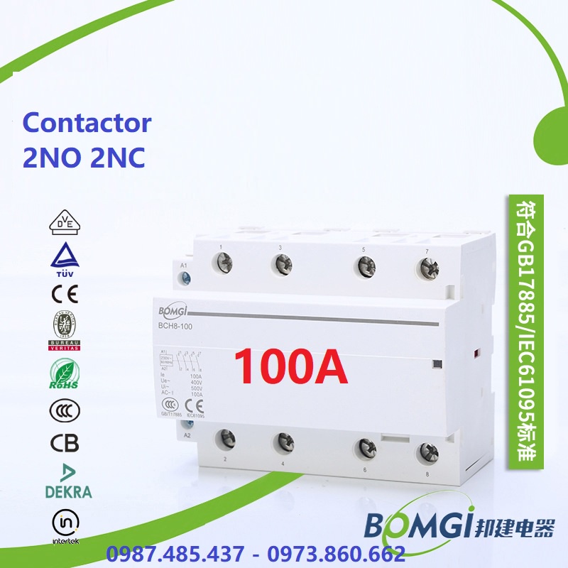 Khởi động từ 2NC 2NO 100A- Contactor Dùng làm ATS Chuyển mạch 2 nguồn điện