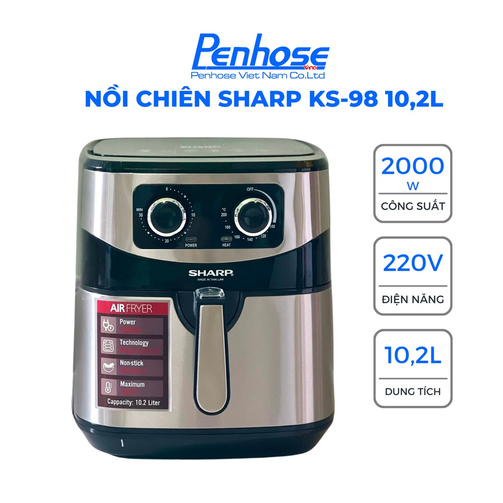 Nồi Chiên Không Dầu Sharp KS-98 10.2 Lít - Dung Tích Siêu Lớn, Công nghệ Chiên 360 Độ