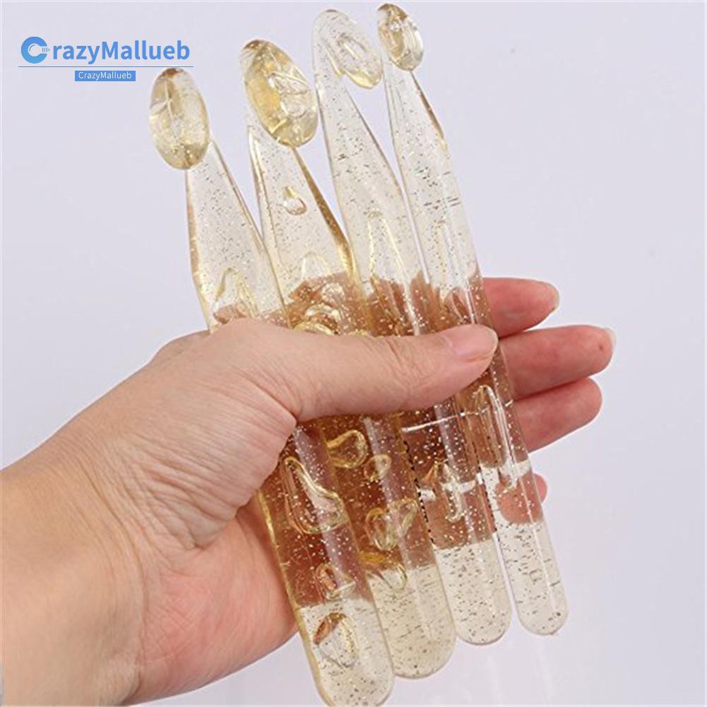 Crazymallueb❤13x 3-25mm Transparent Crochet Hooks DIY Knitting Weave Needles Yarn Sewing Tool❤New