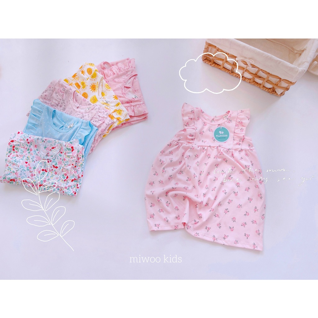 (8-24kg)Váy đầm thun cotton Miwoo Kids họa tiết đáng yêu cho bé gái(ảnh thật)