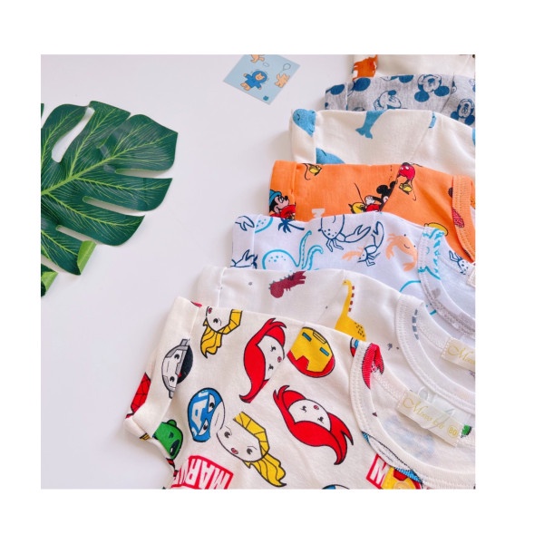Đồ bộ bé trai mặc nhà thun cotton bozip Miwoo hoạ tiết động vật Bộ quần áo bé trai 1 đến 5 tuổi - STMB