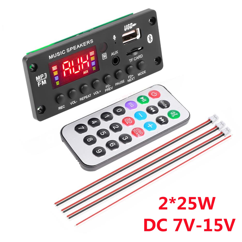 Bảng Mạch Khuếch Đại Âm Thanh MP3 2 * 25W 12V MP3 Bluetooth 5.0 7-15V 50W