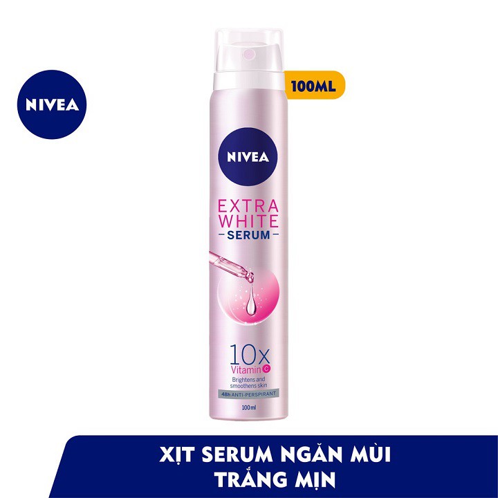 Xịt khử mùi sáng mịn Nivea Extra White Serum Spray Whitening Skin 100ml