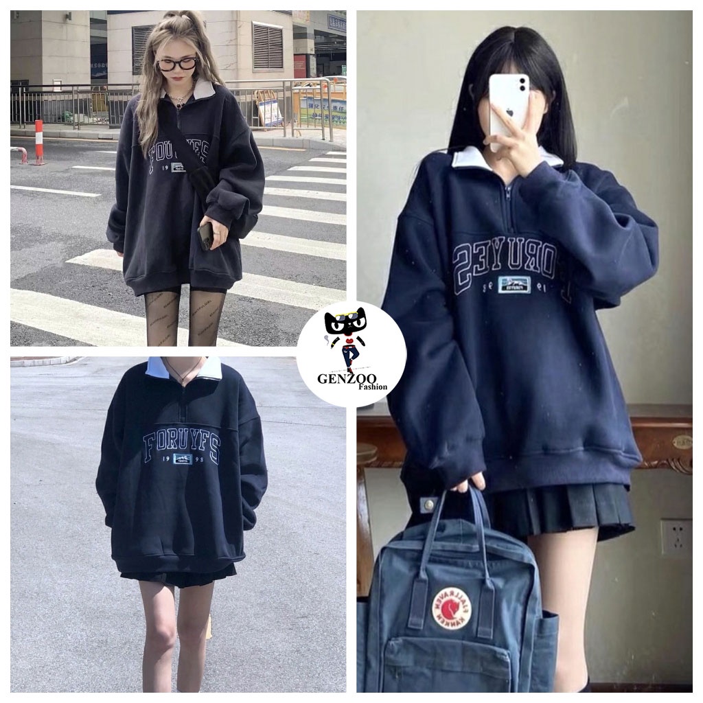 Áo nỉ Zip cao cổ dài tay Áo nỉ sweater FORUYS  form rộng hot trend - GEN_ZOO