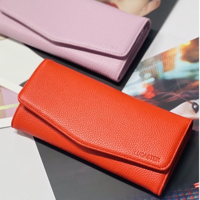 Ví nữ cầm tay da thật nhập khẩu,bóp  nữ dài sang trọng thời trang Lucaster store phù hợp làm quà fubox bảo trì trọn đời.