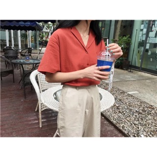 Áo sơ mi ulzzang cổ V nhiều màu order