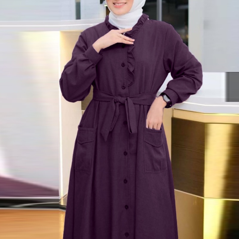 Đầm ZANZEA dáng chữ A cổ V tay phồng nữ tính thời trang