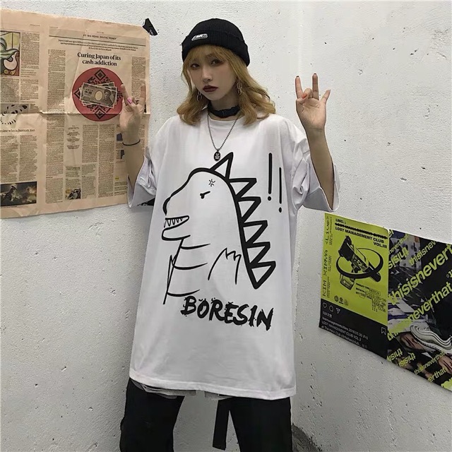 [Mã WASKT410K giảm 10K đơn 50K] Áo thun tay lỡ unisex Khủng Long Xinh, nam nữ ulzzang Wind | BigBuy360 - bigbuy360.vn