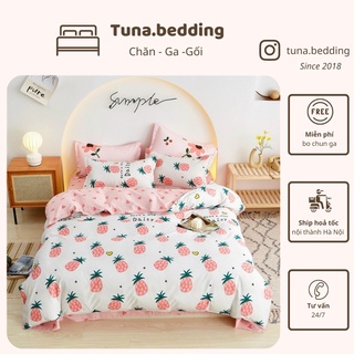 Poly dứa tim hồng - bộ vỏ chăn ga gối