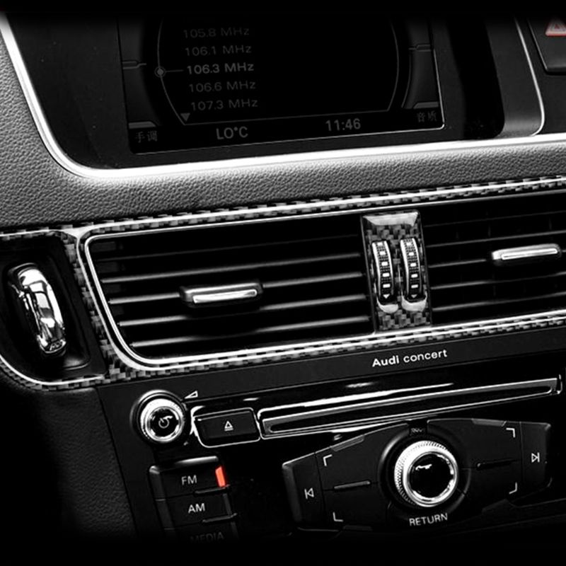 Khung Dán Trang Trí Bảng Điều Khiển Điều Hòa Xe Hơi Bằng Sợi Carbon Cho Q5